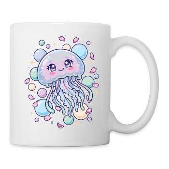 Pastellfarbene Kawaii-Quallenästhetik - Tasse - Weiß - Rechts