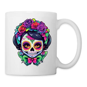 Sugar Skull Blumenkronen Art - Tasse - Weiß - Rechts