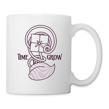 Blumenuhr – Jugendstil-Wachstumsdesign - Tasse - Weiß - Rechts