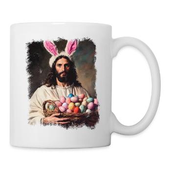 Easter funny Jesus Christ with Easter eggs - Mug - white - Right