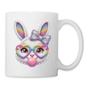 Easter Bunny Bubble Heart Glasses Rainbow - Mug - white - Right