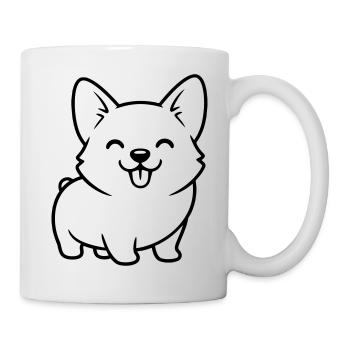 Corgi Hund Welpe Outline - Tasse - Weiß - Rechts