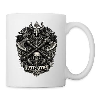 Valhalla-Wappen: Wikingerschädel und Äxte - Tasse - Weiß - Rechts