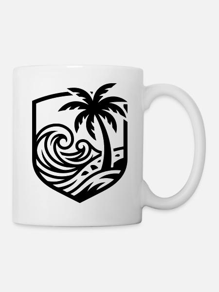Palmen Strand Ozean - Tasse - Weiß