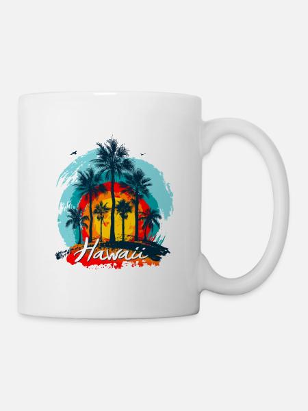 Palm Sunset Hawaii Splash - Mug - white