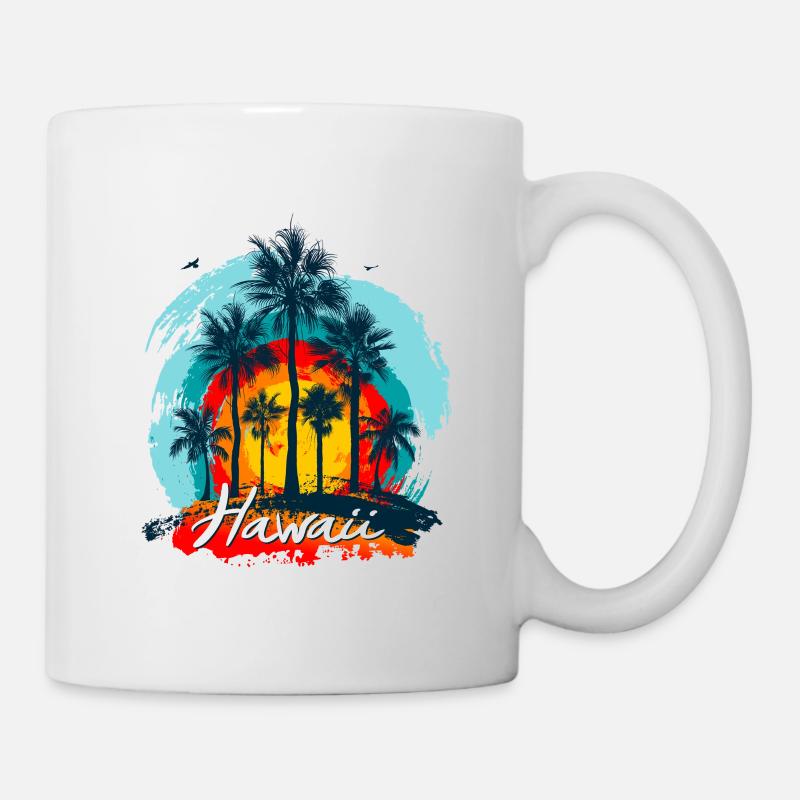 Palm Sunset Hawaii Splash - Mug - white