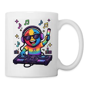 Rainbow DJ Emoticon - Tasse - Weiß - Rechts