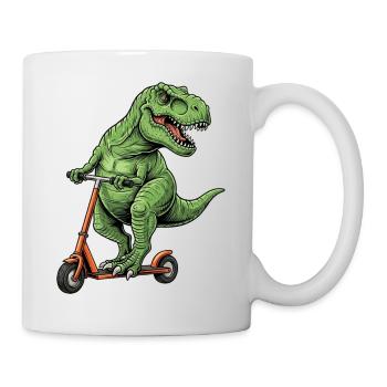 Dinosaur Scooter T-Rex on Scooter Gifts - Mug - white - Right