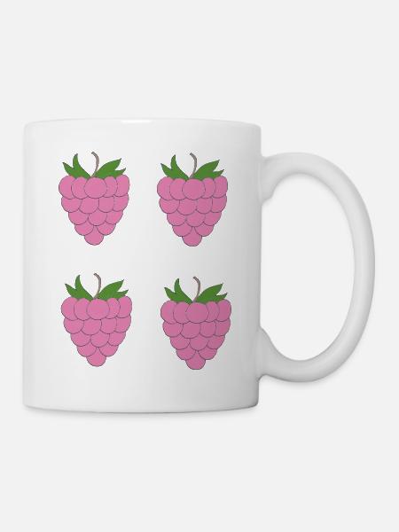 Himbeer Doppel-Cluster Muster - Tasse - Weiß