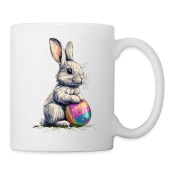 Lapin rétro avec lunettes de soleil Oreilles de lapin de Pâques - Mug blanc - blanc - Droite