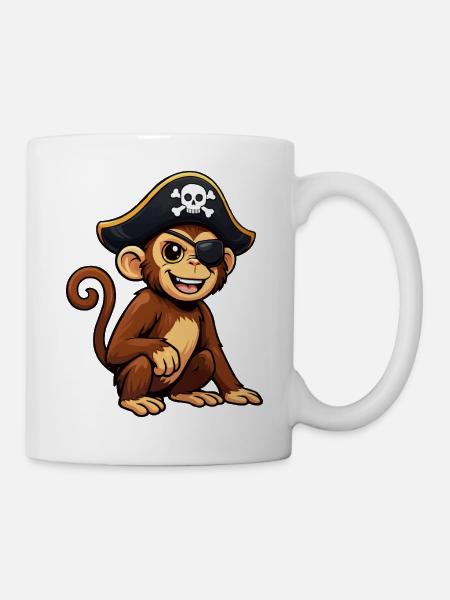 affe-pirat - Tasse - Weiß