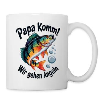 Papa Komm Wir Gehen Angeln - Tasse - Weiß - Rechts