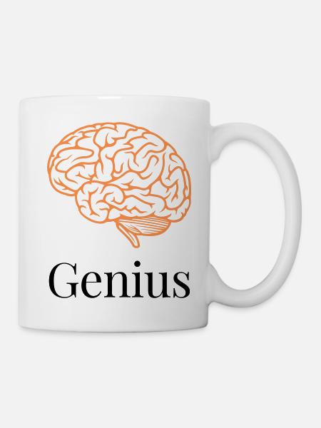 Brain in orange lines - Mug - white