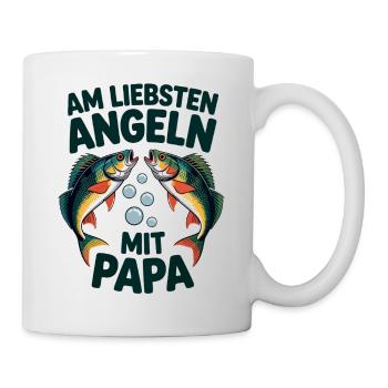 Am Liebsten Angeln Mit Papa - Tasse - Weiß - Rechts