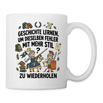 Ritter und Römer Illustration lustig - Tasse - Weiß - Rechts