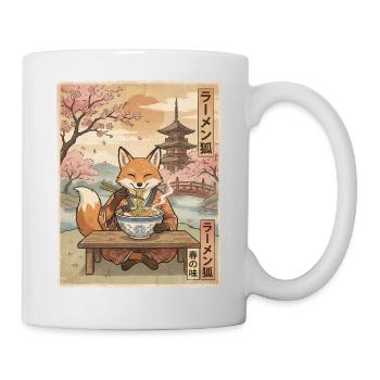 Fuchs Ramen Japanischer Vintage Stil - Tasse - Weiß - Rechts