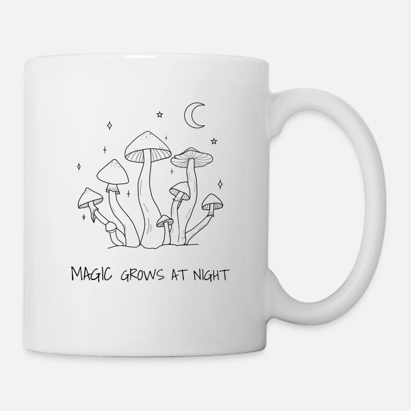 Magie wächst nachts Pilzdesign - Tasse - Weiß