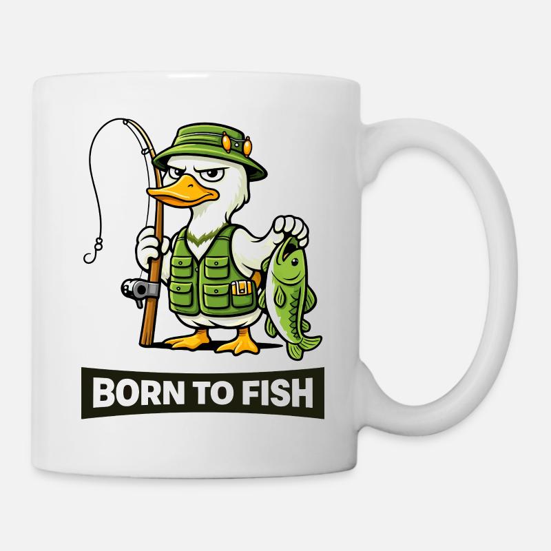 Born to Fish Duck Angler - Mug - white