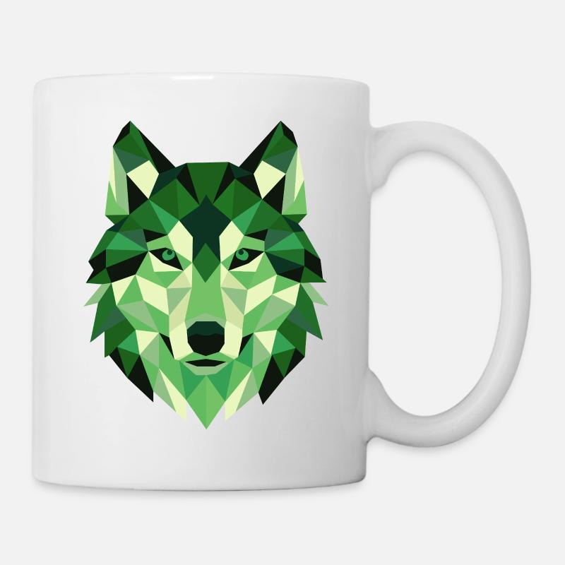 Wolf Head Polygon Geometry Portrait - Mug - white