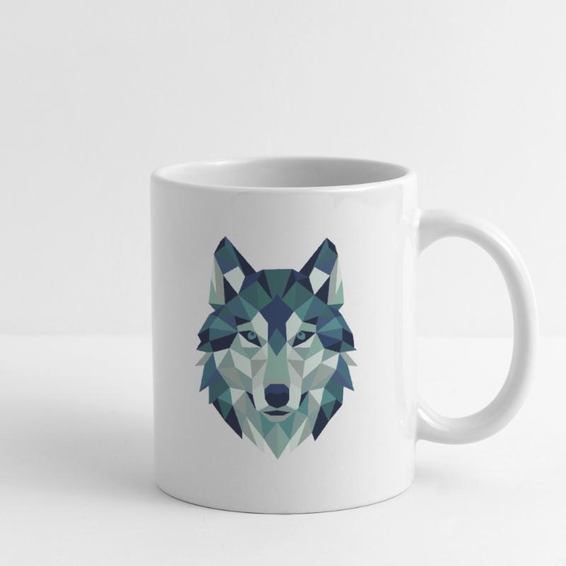 Wolf Head Polygon Geometry Mug