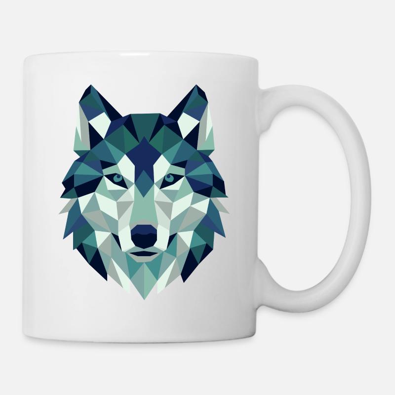 Géométrie des polygones Wolf Head - Mug blanc - blanc