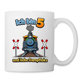 Dampflok Ich bin 5 - Tasse - Weiß - Rechts
