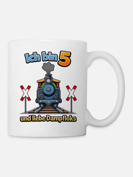 Dampflok Ich bin 5 - Tasse - Weiß
