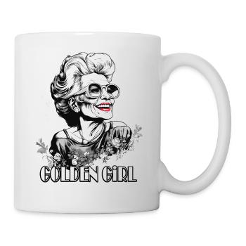 Golden Girl Portrait rétro de fleur - Mug blanc - blanc - Droite