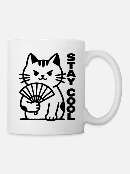 Cat fan heat calm - Mug - white
