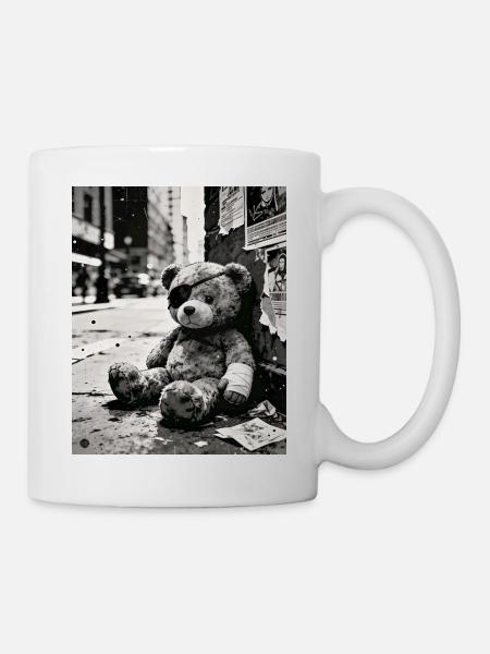Urban Noir Teddy Bear in Ruin - Mug - white