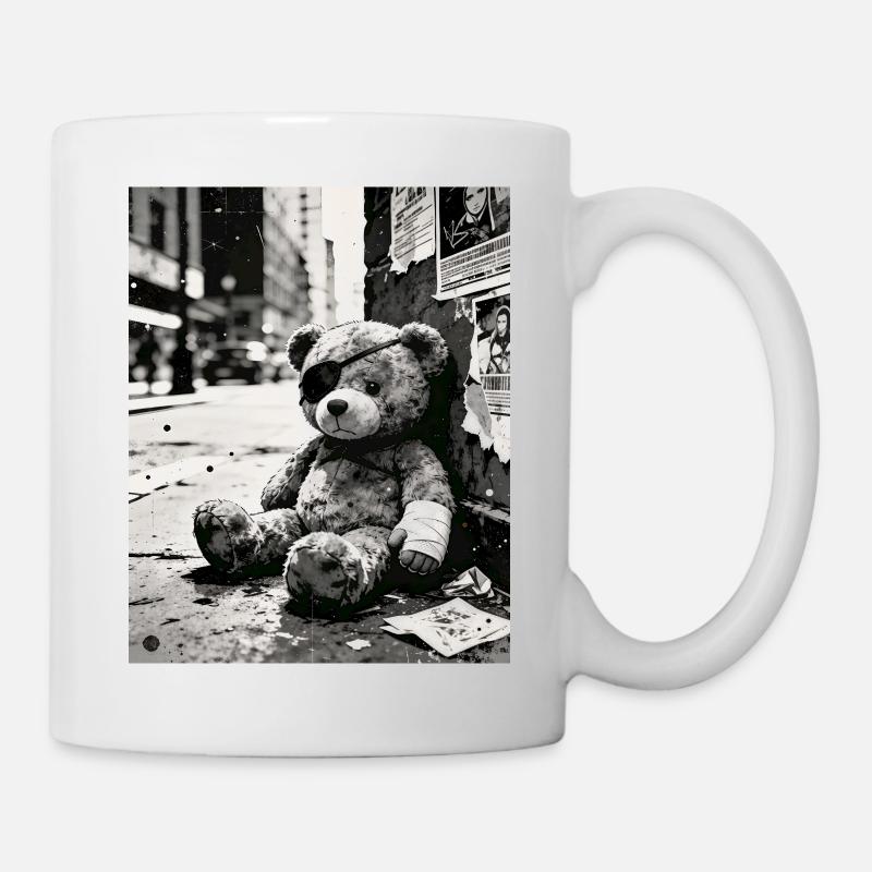 Urban Noir Teddy Bear in Ruin - Mug - white