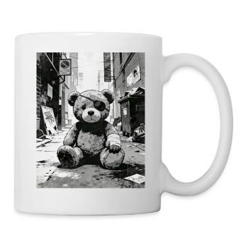 Teddybär mit Augenklappe in Straßennähe - Tasse - Weiß - Rechts