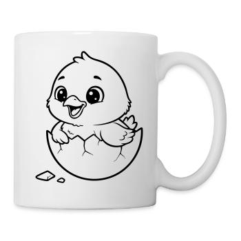 Petit mignon qui éclot à partir d’un œuf - Mug blanc - blanc - Droite