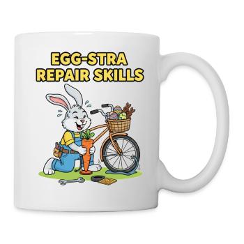 Humour de réparation de vélo de lapins de Pâques - Mug blanc - blanc - Droite