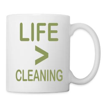 Lebensdauer über Reinigung minimales Design - Tasse - Weiß - Rechts