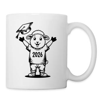 Glückliches Schaf Doktorhut Abschluss 2026 - Tasse - Weiß - Rechts
