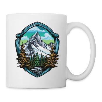 Bergpanorama Wappenmotiv Berge - Tasse - Weiß - Rechts