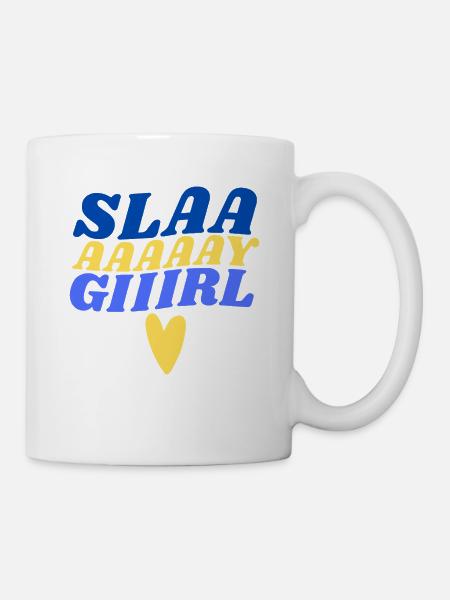 Slay Girl Retro Typographic Heart - Mug - white