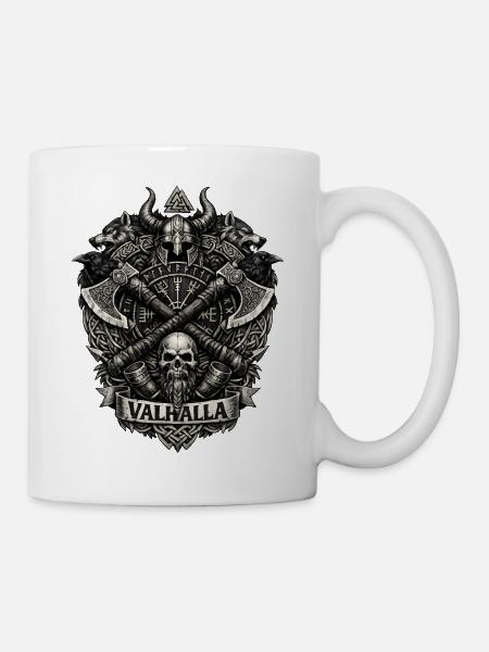 Valhalla-Schädel-Wikingerwappen - Tasse - Weiß