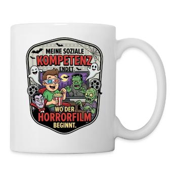 Horrorfilm Abend Komik Patch - Tasse - Weiß - Rechts