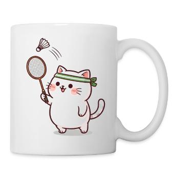 Cute cat playing badminton - Design sporti - Mug - white - Right