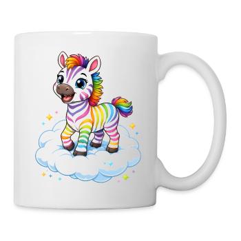 Cute rainbow zebra on cloud kawaii - Mug - white - Right