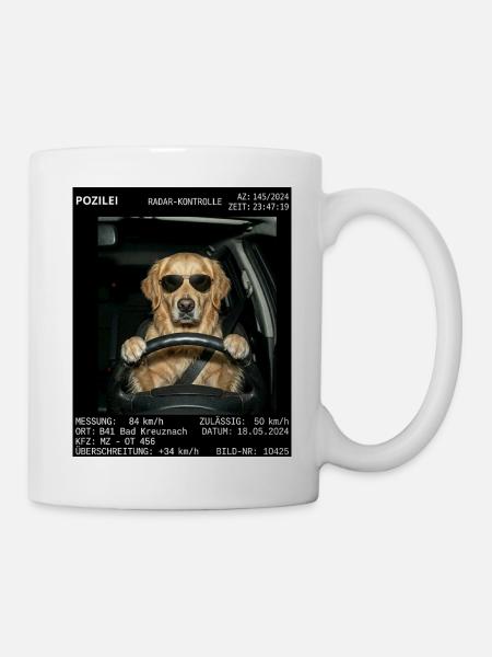 Hund Radar Kontrolle Blitzer - Tasse - Weiß