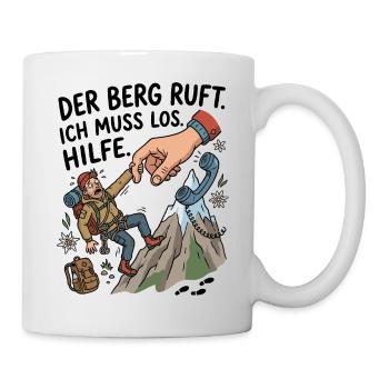 Berg ruft Hilfe Klettern Humor - Tasse - Weiß - Rechts