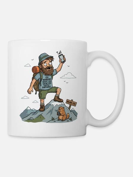 Wandern Empfang Gipfel Humor - Tasse - Weiß