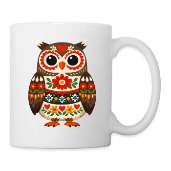 Hibou coloré dans le style populaire - Mug blanc - blanc - Droite
