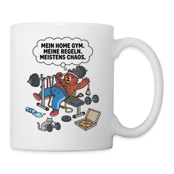 Chaos im Heimtraining-Bär - Tasse - Weiß - Rechts