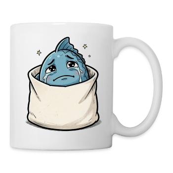 Sea animal fish in bag sad - Mug - white - Right