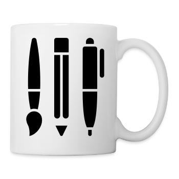 Pinceau, crayon et stylo - Symbole artistique - Mug blanc - blanc - Droite