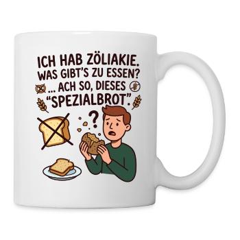 Zöliakie Brot Humor glutenfrei Spruch - Tasse - Weiß - Rechts